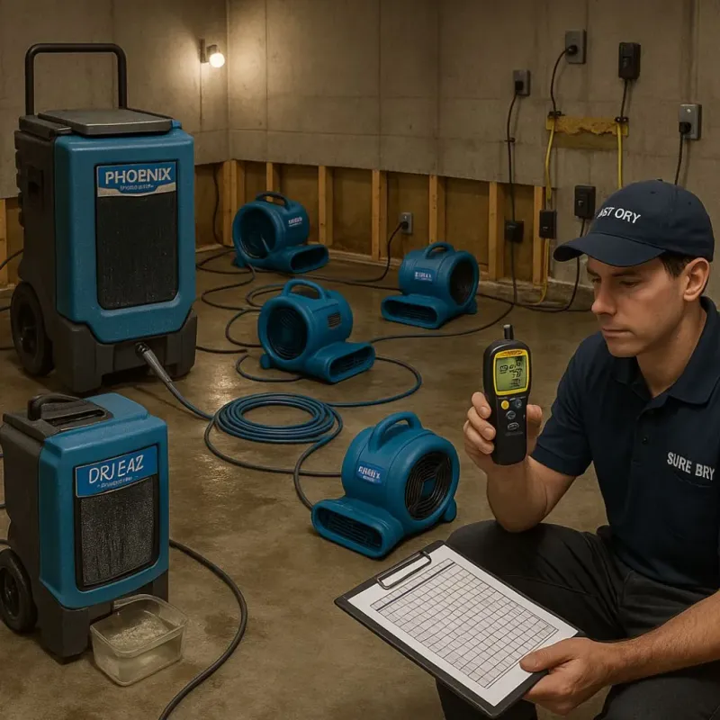 Structural Drying and Dehumidification process in Menlo Park, CA